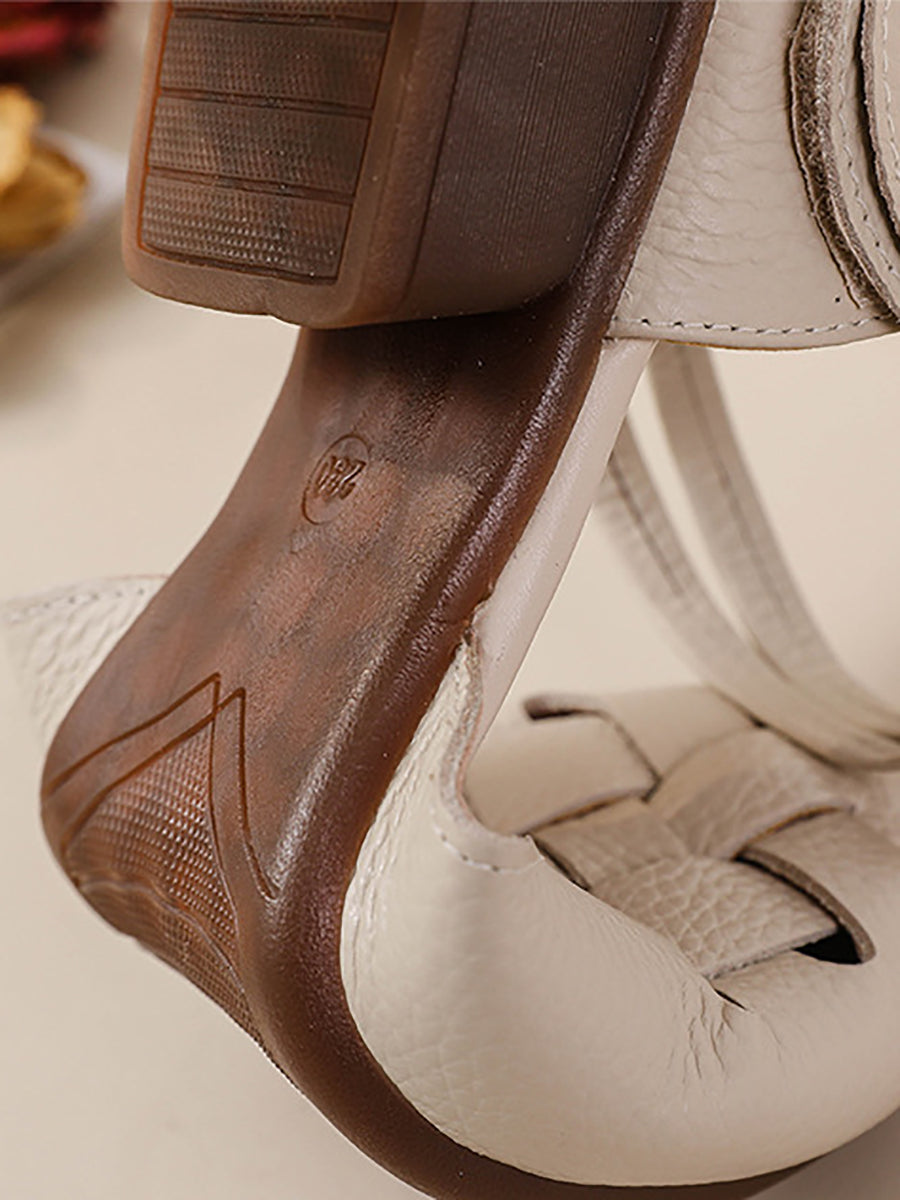 Women Genuine Leather Summer Wedge Sandals