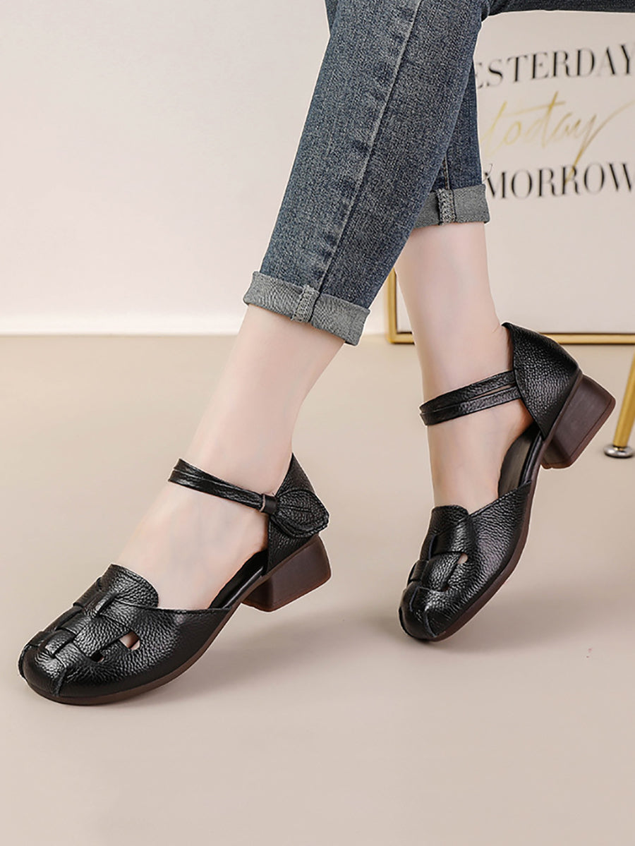 Women Genuine Leather Summer Wedge Sandals