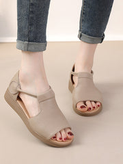 Women Genuine Leather Summer Flat Casual Sandals