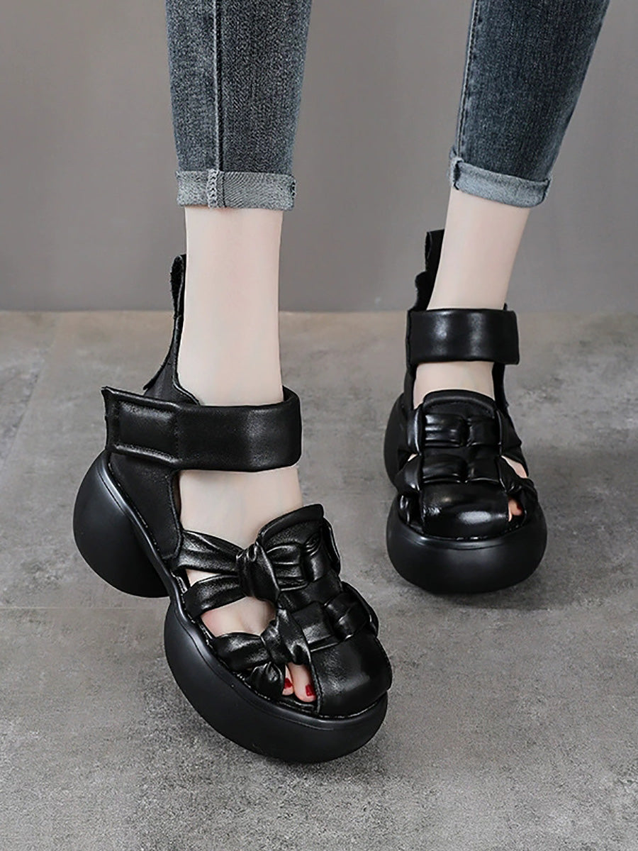 Women Genuine Leather Summer Platform Sandals