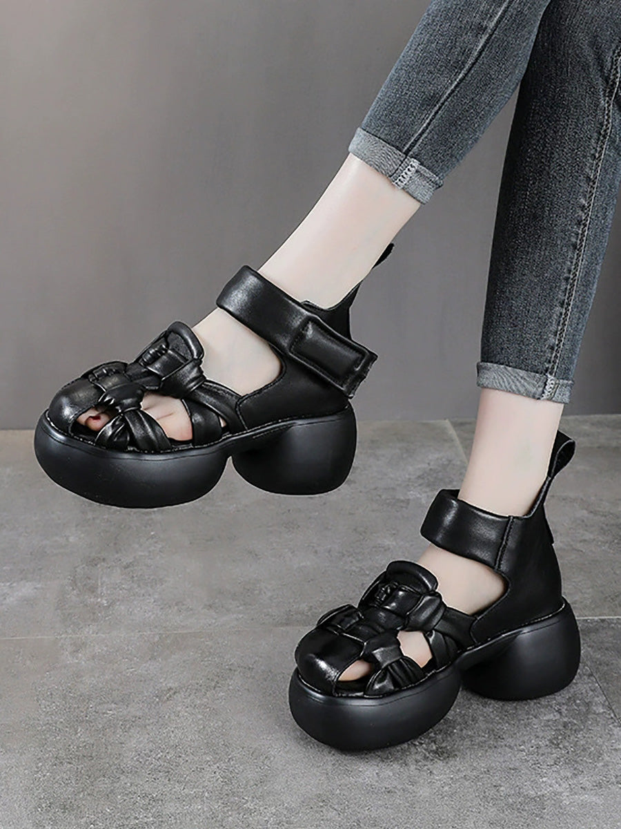 Women Genuine Leather Summer Platform Sandals
