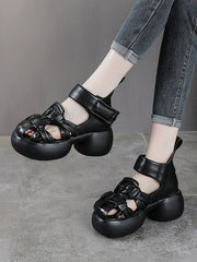 Women Genuine Leather Summer Platform Sandals