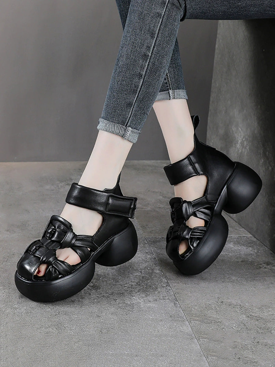 Women Genuine Leather Summer Platform Sandals