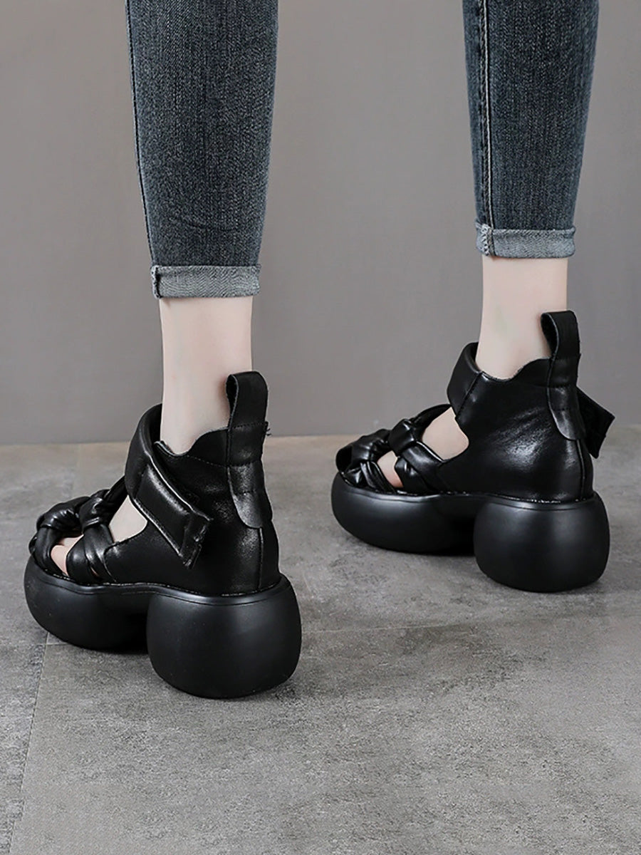 Women Genuine Leather Summer Platform Sandals