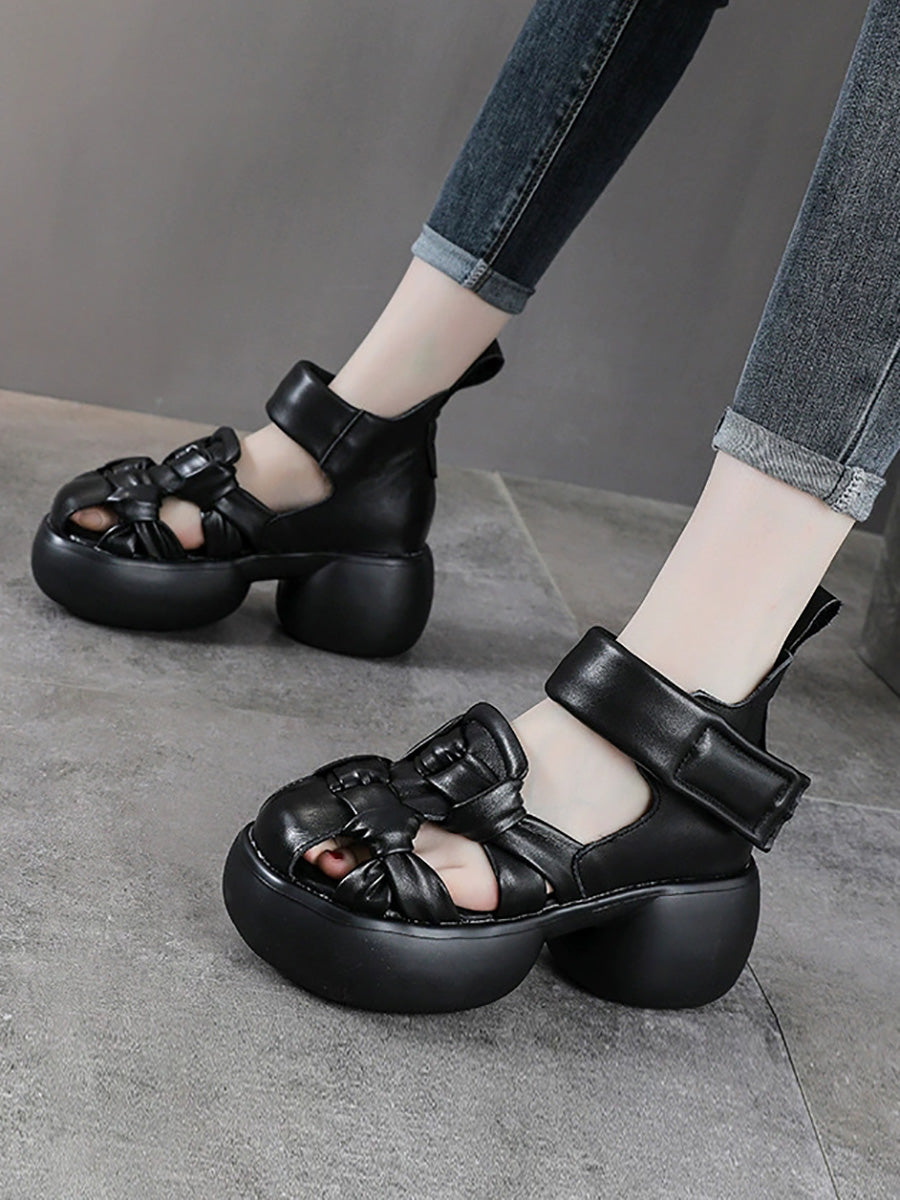 Women Genuine Leather Summer Platform Sandals