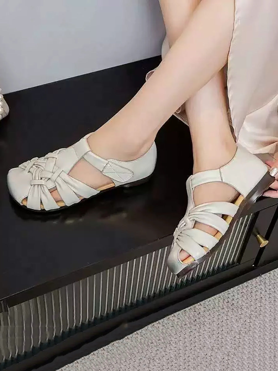 Summer Artistic Retro-Style Woven Flat Sandals