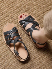 Women Summer Genuine Leather Flat Sandals