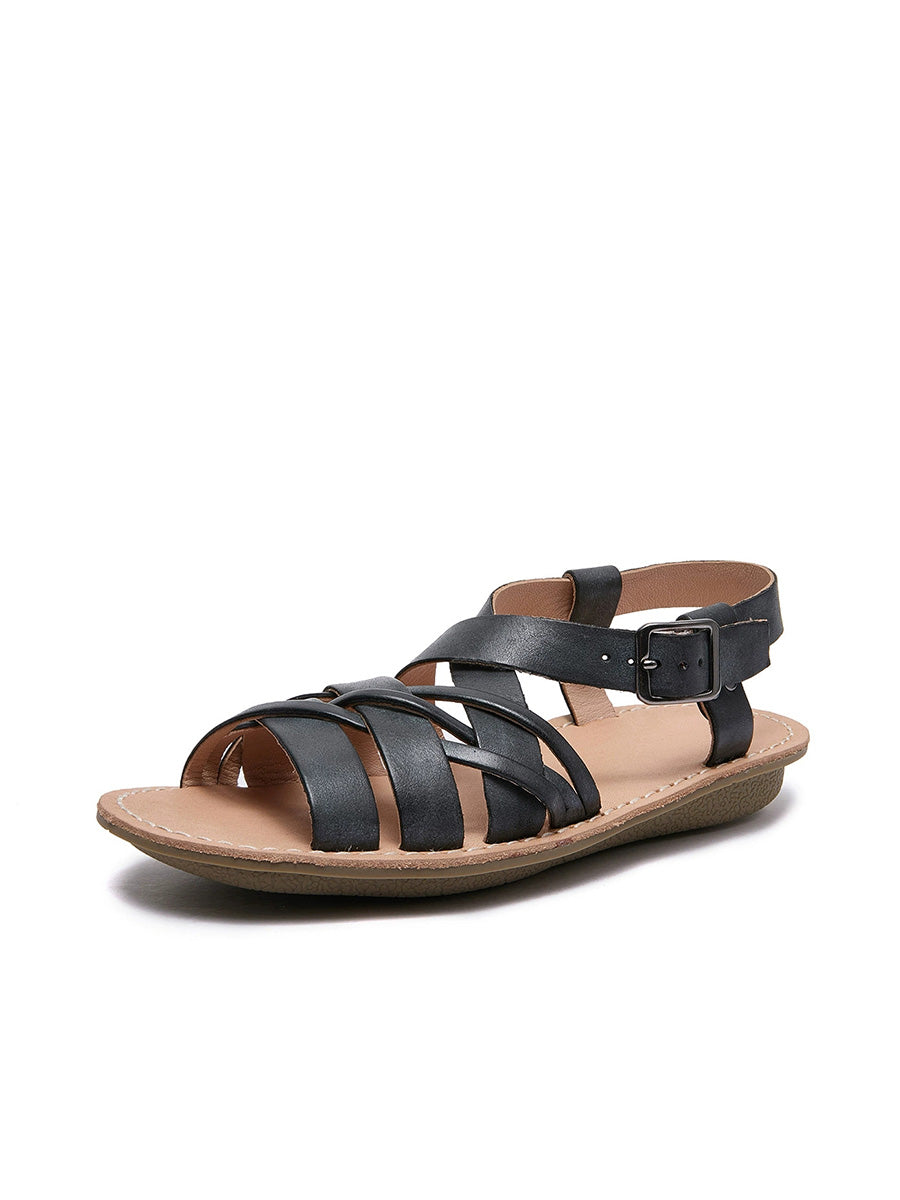 Women Summer Genuine Leather Flat Sandals