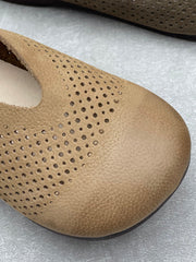 Women Genuine Leather Summer Openwork Flat Slip-On Sandals