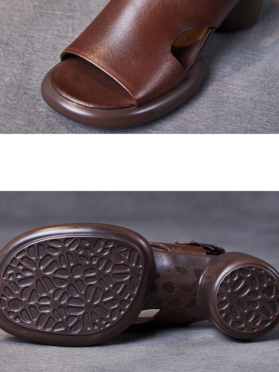 Women Summer Retro Casual High-Heeled Sandals