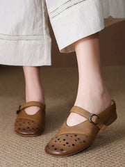 Women Genuine Leather Summer Flat Sandals