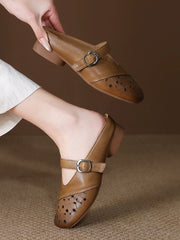 Women Genuine Leather Summer Flat Sandals