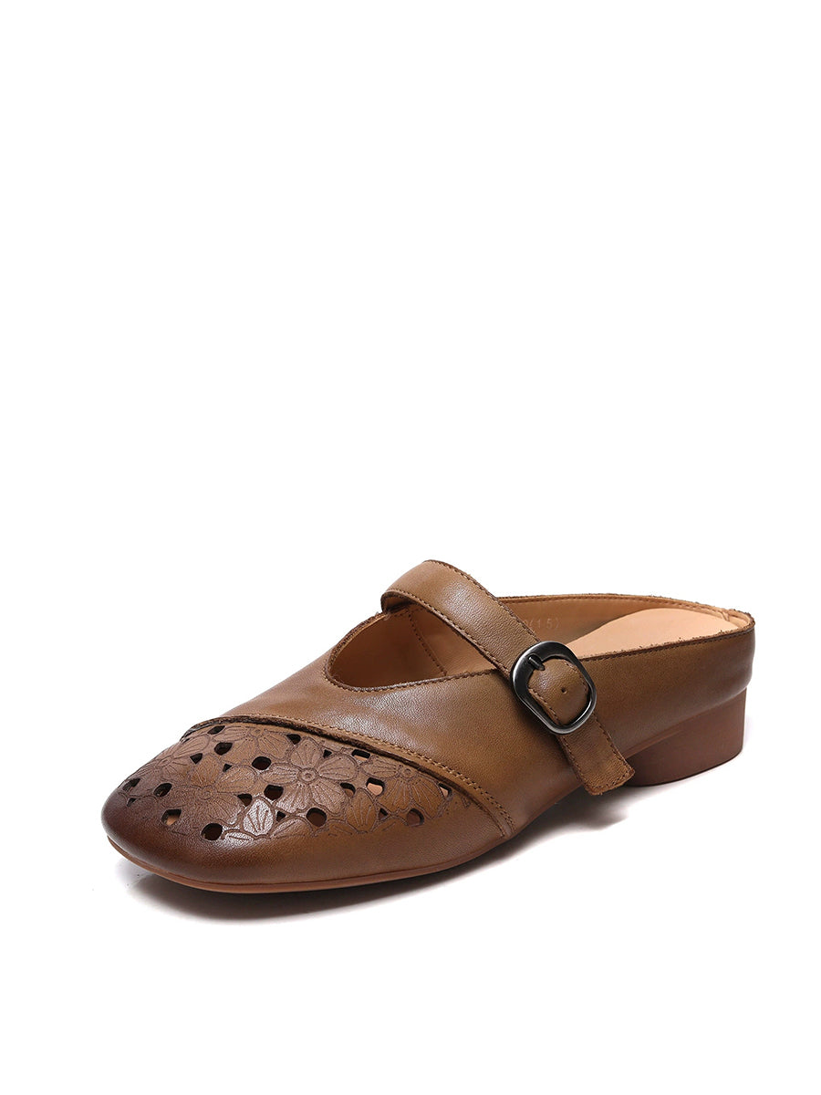 Women Genuine Leather Summer Flat Sandals