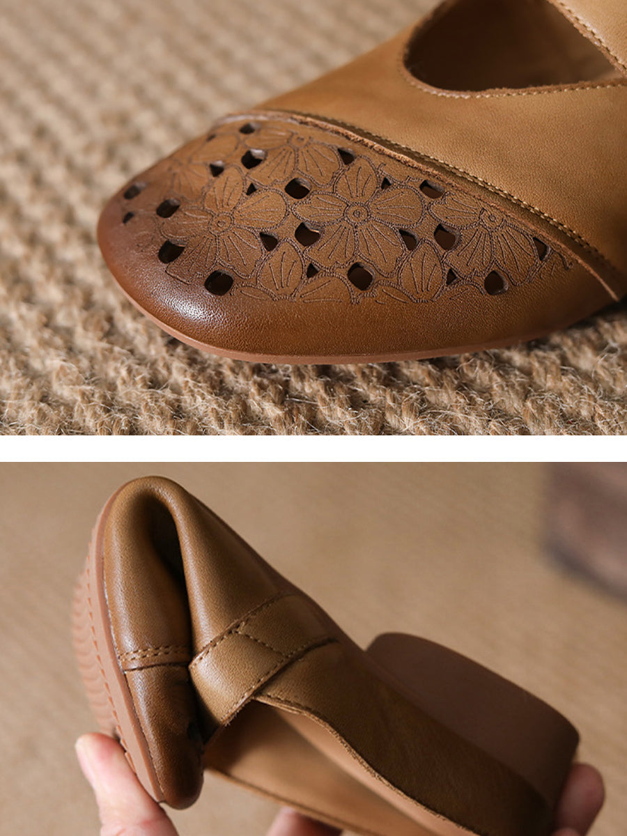 Women Genuine Leather Summer Flat Sandals
