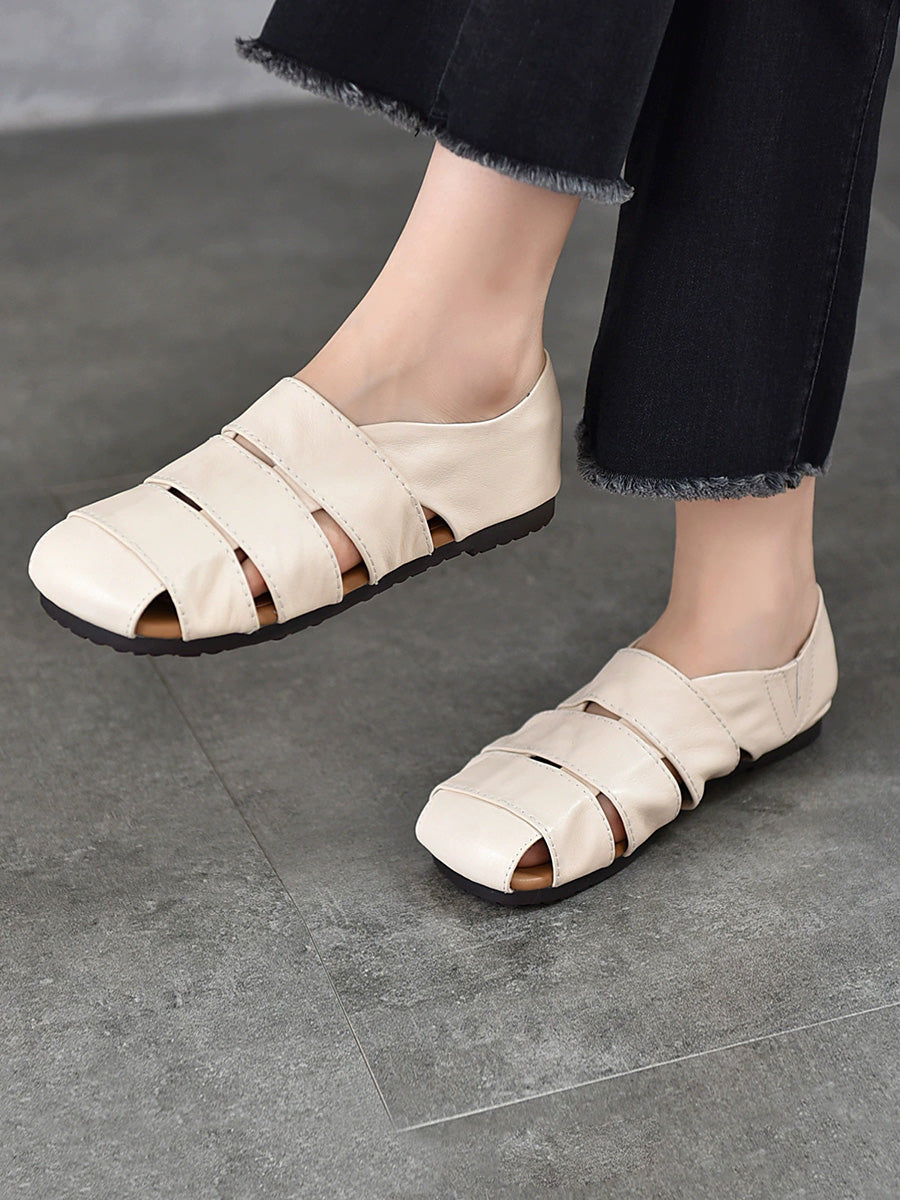 Women Genuine Leather Flat Sandals