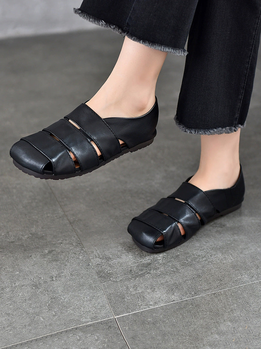 Women Genuine Leather Flat Sandals
