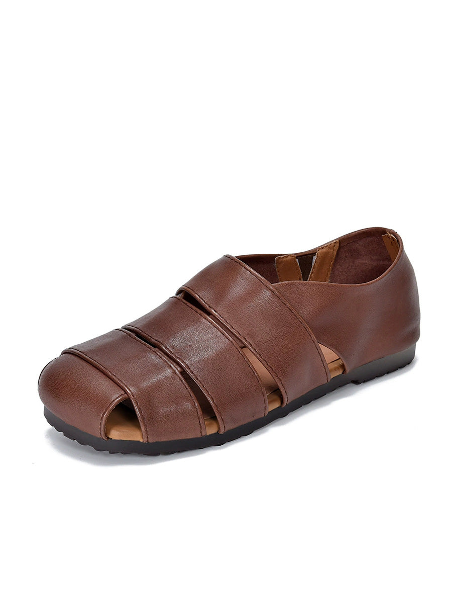 Women Genuine Leather Flat Sandals
