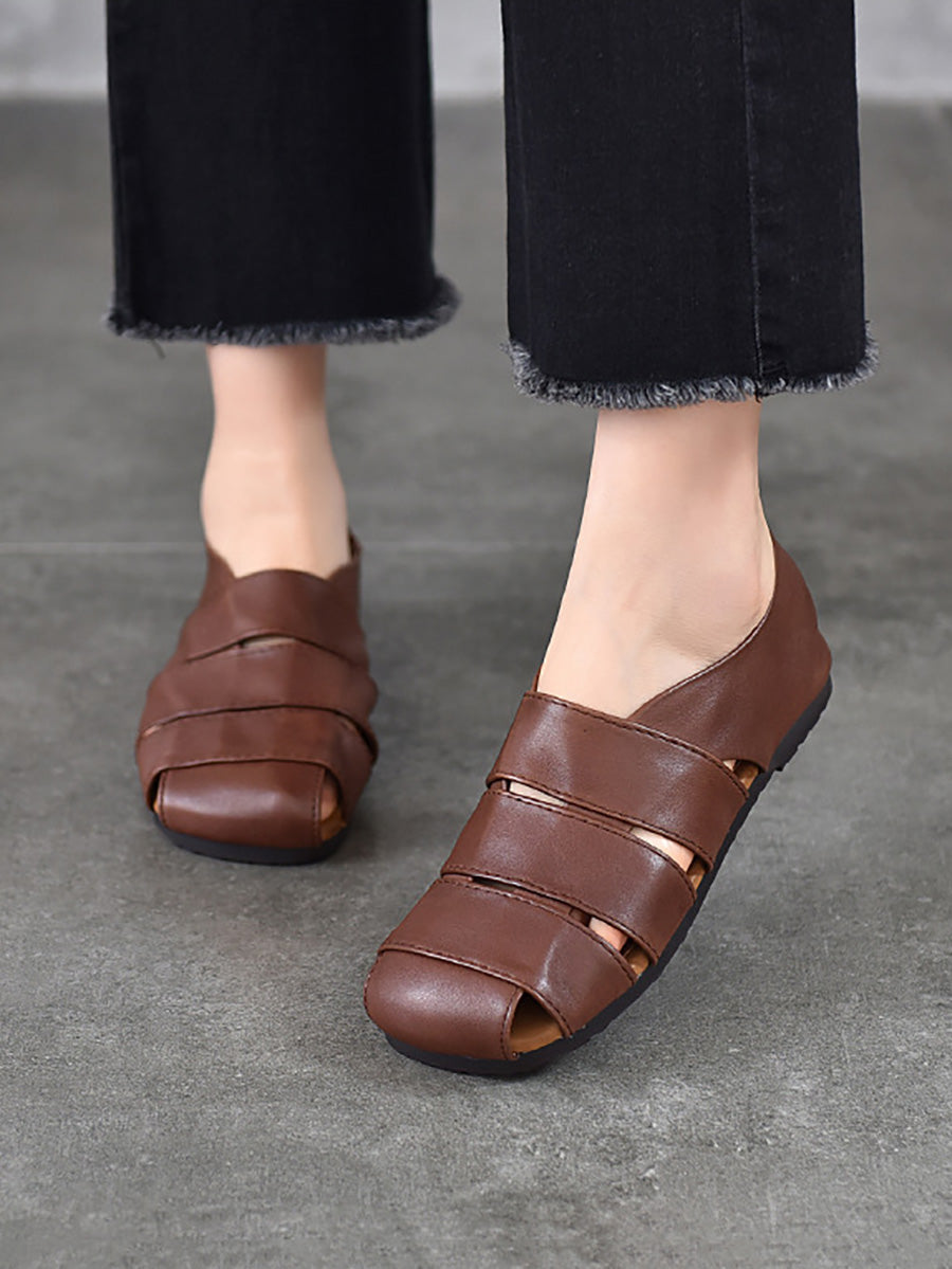 Women Genuine Leather Flat Sandals